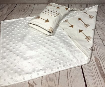 white and gold arrow nappy wallet and change mat set