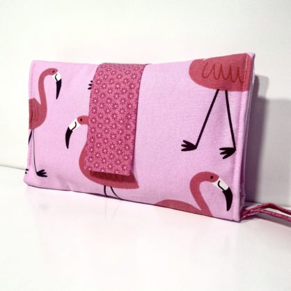 pink flamingo diaper clutch