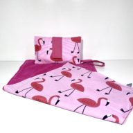 Pink flamingo nappy wallet and change mat set